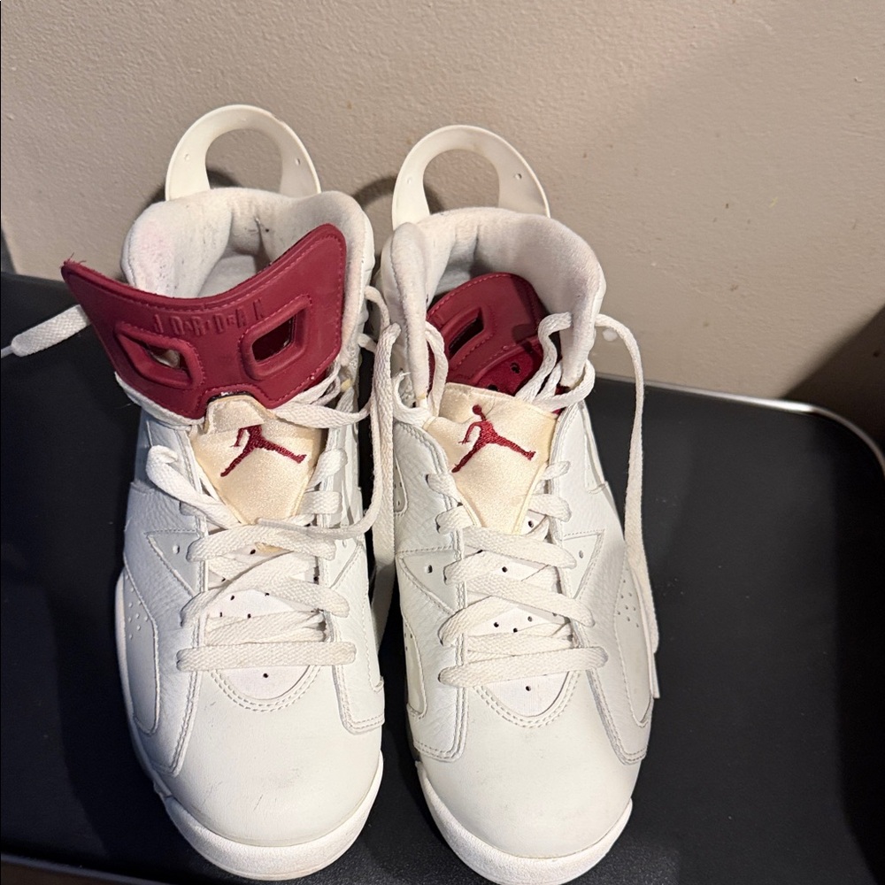 Jordan White and Red Athletic Shoes